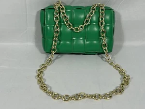 Womens Padded Cassette Bag Crossbody Shoulder Purse Woven Clutch Pouch Green - Picture 1 of 20