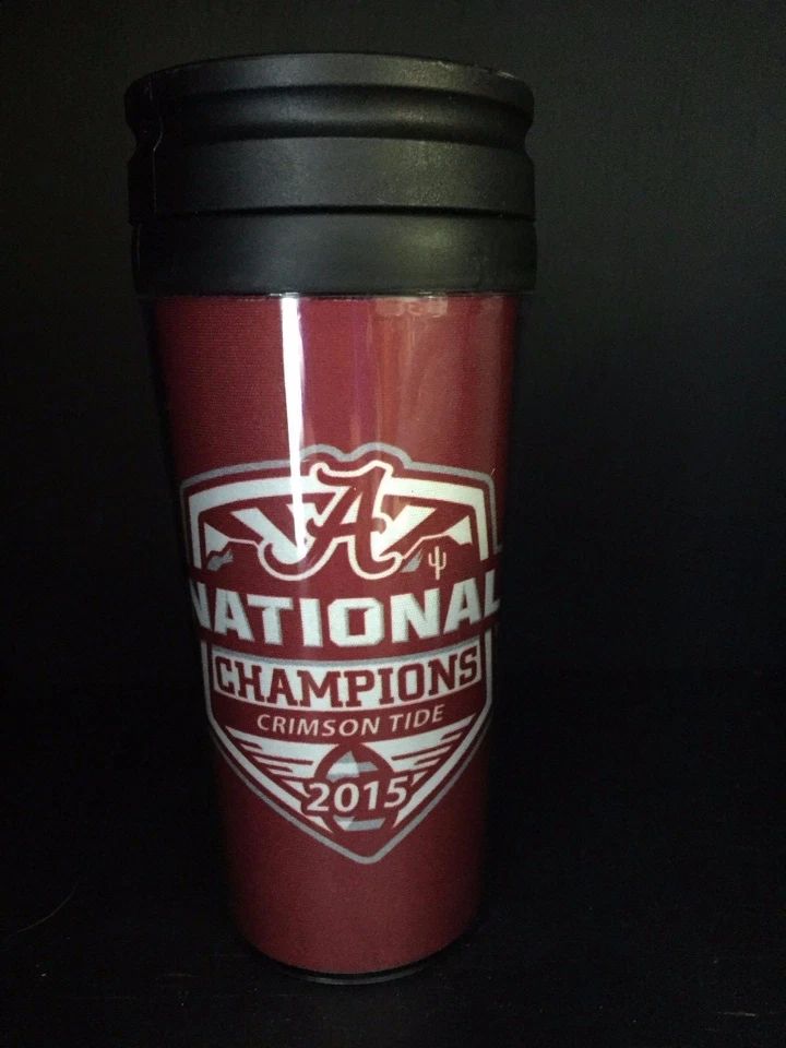 Taza de viaje carmesí del Campeonato Nacional 2015 de la Universidad de Alabama 16 oz Foto 1 de 1