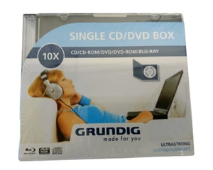 Grundig 10er Pack CD-DVD Blu-Ray Box 10X ROM Aufbewahrung Ultrastrong - Afbeelding 1 van 10