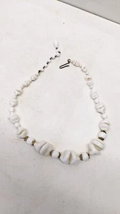 Vintage Unique White Milk Molded Glass Necklace Filigree Back Antique  - Picture 1 of 9