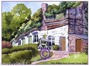ROCK HOUSES NR KINVER SOUTH STAFFS WATERCOLOUR ARTISTS PRINT ART CARD 8"x 6" - Bild 1 von 1