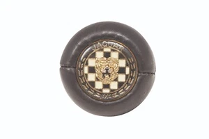 JAGUAR E-TYPE BLACK LOGO DECAL LEATHER GEAR KNOB FAST POST SBS1339/7 - Picture 1 of 3