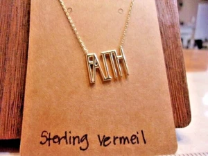 Gold Vermeil Sterling 925 FAITH Word Necklace - Picture 1 of 6