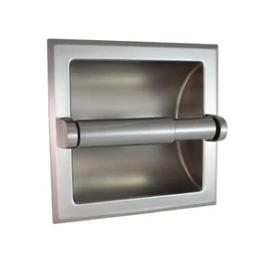 Brushed Nickel Wall Mounted Heavy Duty Recessed Toilet Paper Holder - Picture 1 of 4