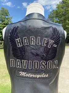 AUTÉNTICO Chaleco de Cuero Harley Davidson Hombre ELEMENTOS Eagle Mediano97117-07VM - Imagen 1 de 11