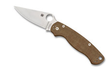 Spyderco Paramilitary 2 3.47" Plain Blade Folding Knife - Brown Canvas Micarta Hande (C81MPCW2)