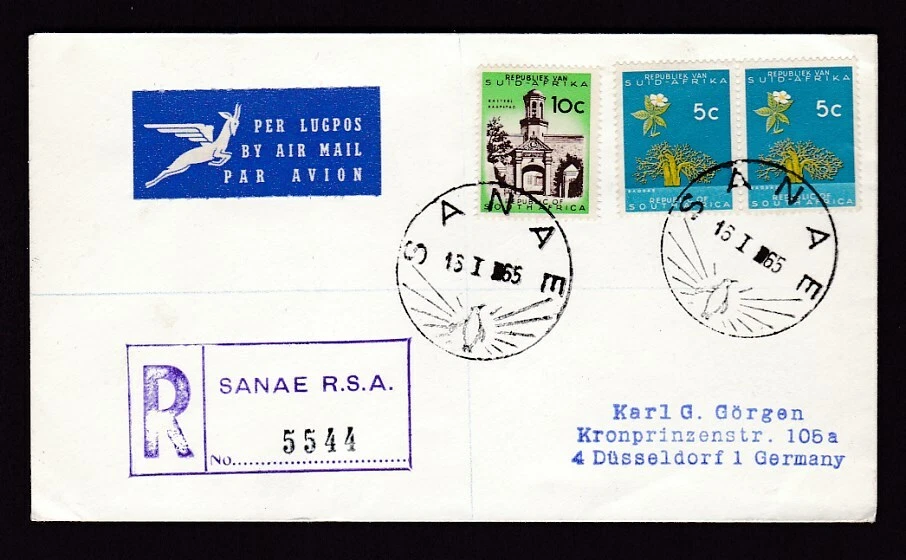 Южноафриканская антарктическая экспедиция 1965 зарегистрированная обложка в Германию - Изображение 1 из 1