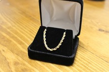 Cut Rope Chain Link Necklace 22" 14K Solid Yellow Gold 3.5mm Italian Diamond