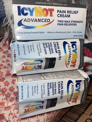 (3) Icy Hot Advanced Pain Relief Cream cânfora + mentol, 2 oz cada Exp. 26/03 - Imagem 1 de 2
