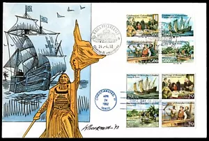 US #2620-2623 FDC 29c Columbus Joint Covr. Wildy Hand Drawn/Painted (CV $Unl) - Picture 1 of 3