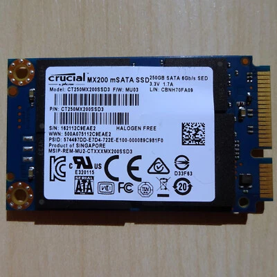 Crucial MX200 250GB CT250MX200SSD3 Mini PCIe mSATA Solid State Drive SSD - Image 1 of 2