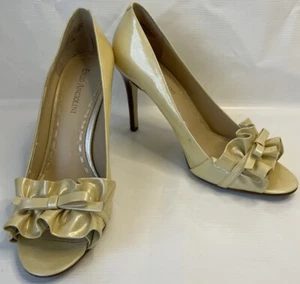 Enzo Angiolini Eamielee Patent Peep Toe High Heel Shoe Womens 7 Bow Pearly - Picture 1 of 8