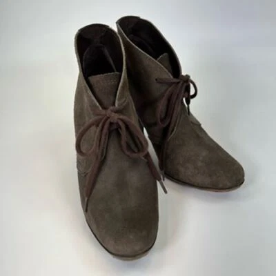 Pedro Garcia 女式踝靴棕色系带皮革西班牙 7 欧元 37.5 — 第 1/4 张图片