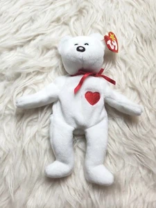 Vintage 1993 TY BEANIE BABIES VALENTINO BROWN NOSE BEAR White Valentine's Day H - Picture 1 of 7