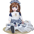 1/6 BJD Doll Toy 30cm Girl Doll with Dress Blue Eyes Brown Wigs Lifelike Makeup