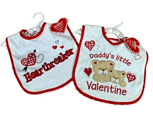 NWT BABY VALENTINE Bibs Infant Size Two Bibs By BABY ESSENTIALS - Picture 1 of 4