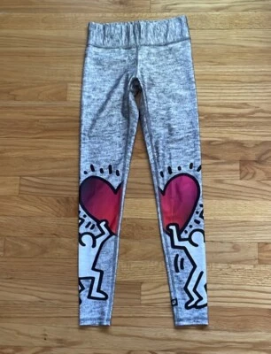 TEREZ x KEITH HARING Mujer’s Love Heart Estampado Leggings Talla XS Gris Foto 1 de 4