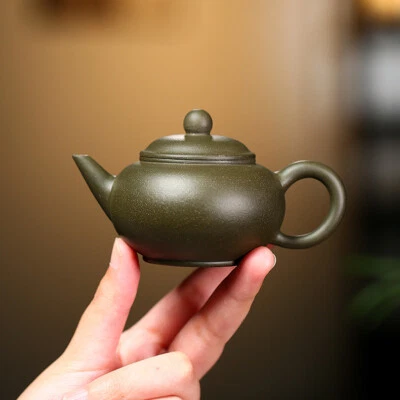 Tetera nivel 3.4oz olla marcada hecha a mano pequeña tetera kungfu zisha arcilla verde Foto 1 de 4