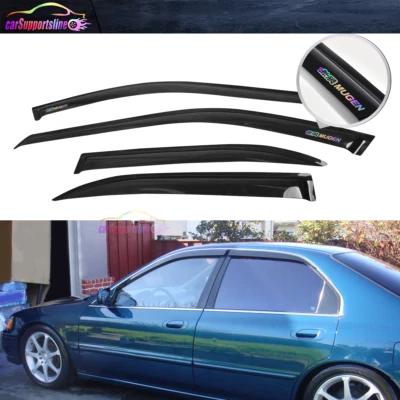 Se adapta a 94-97 Honda Accord Sedán Visera de ventana Protector de humo con Neo-Cromo Mugen Foto 1 de 3