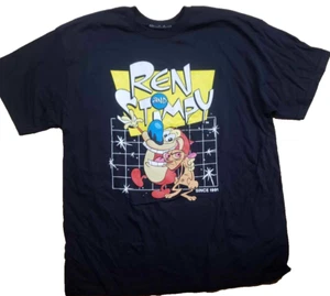 Ren & Stimpy Men's T-Shirt Cotton Black Vintage Look Nickelodeon Medium New - Picture 1 of 6