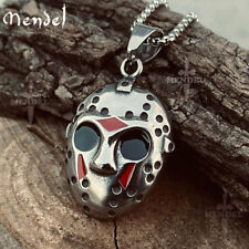 MENDEL Stainless Steel Cool Mens Movie Jason Mask Pendant Necklace For Men Chain