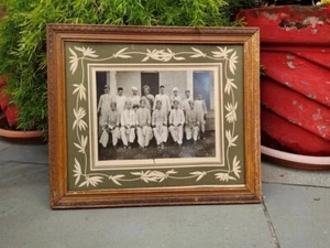 Indian Old Vintage Men Wearing Turban Photograph Print Wooden Framed Hanging - Picture 1 of 6