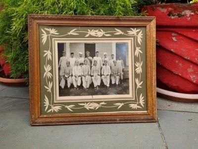 Indian Old Vintage Men Wearing Turban Photograph Print Wooden Framed Hanging - Image 1 of 4