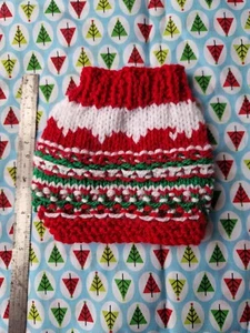 XXS MINI 4" HANDGESTRICKT WEIHNACHTEN/WINTER PULLOVER TEETASSE CHIHUAHUA/WELPE KÄTZCHEN - Bild 1 von 1