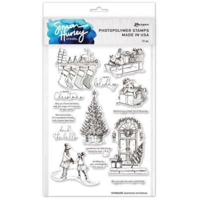 Ranger Ink -  Simon Hurley create. -  Photopolymer Stamps - Sketched Christmas - Image 1 of 4