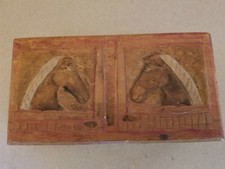 New ListingHand Carved Wooden Trinket Box With Horses on Top