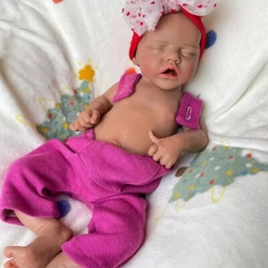 18" Handmade Full Silicone Reborn Baby 5.8lb Black African Floppy Newborn Doll - Picture 1 of 15
