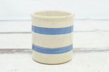 Vintage Stoneware Crock Light Blue Grain Sack Stripes Glazed Crock Crock Salt