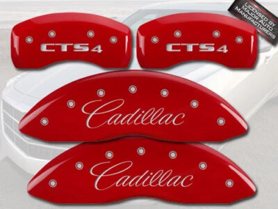 Cubiertas de pinza de disco de freno MGP rojas delanteras + traseras "Cadillac CTS 4" JE5 2009-2019 Foto 1 de 4