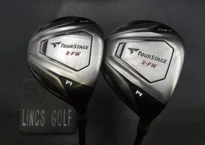 Set of 2 Bridgeston Tourstage X-FW 3+5 Woods Stiff Graphite Shafts Benross Grips - Picture 1 of 6