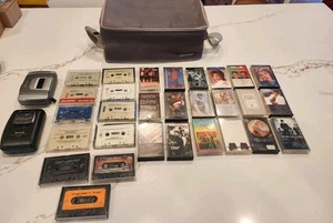 Lot of 29 Vintage Cassette Tapes + 2 Players & Carry Case Classic Rock Pop Mixed - Picture 1 of 7