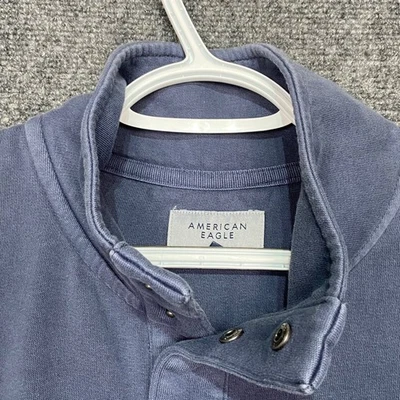 Sudadera Pullover American Eagle Para Hombres Mediana Cuarto de Presión Super Suave Azul Foto 1 de 4