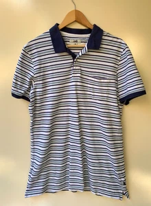 JAG Polo Shirt Mens XL Contrast Colour Blue White Block Stripe Vintage 90s - Picture 1 of 10