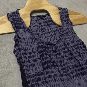 Vestido Banana Republic XL Mezcla de Seda Azul Tie-Dye Sin Mangas Volantes Borde Boho - Imagen 1 de 9