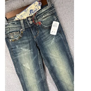NEU Miss Me Mädchen Jeans Größe 7 Denim verziert distressed niedriger Bund Bootcut - Bild 1 von 15