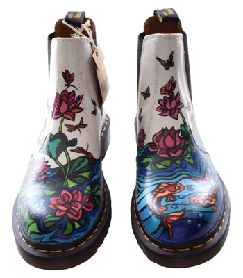 DR Martens 专业定制彩绘切尔西花卉海靴全新带标签女式 10 码 — 第 1/4 张图片