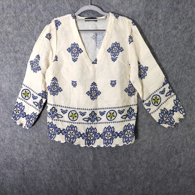 Túnica Francesca Bettini M 100% Lino Transpirable Costera Boho Festival Italia Foto 1 de 4