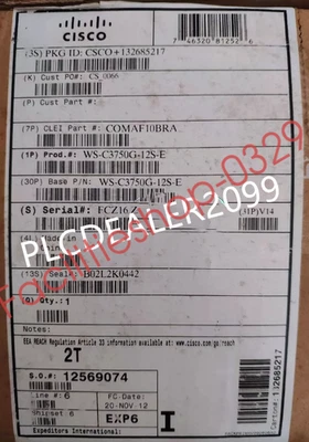 1PC New Cisco WS-C3750E-48PD-S Catalyst 3750 Switch 48 PoE GE 2 10GE X DHL/FedEx - Image 1 of 4