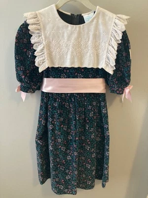 Vintage The Children's Hour Party Dress Velvet White CottonCollar  sz 6-8 - Image 1 of 4