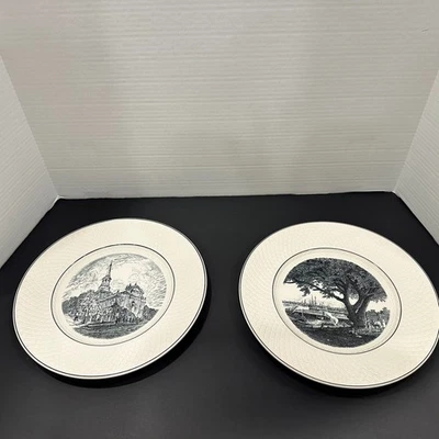 2 Placas Mansard Spode Copeland - Árbol del Tratado de Olmo e Iglesia de Cristo Antiguo Foto 1 de 4