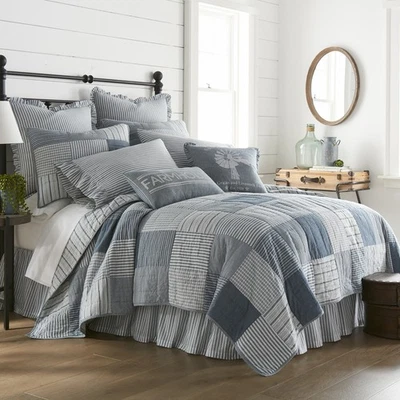 Farmhouse King Quilt Blue Patchwork Sawyer Mill Cotton Bedroom Decor VHC Brands - Image 1 of 4