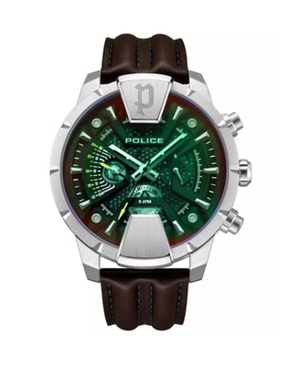Reloj informal de cuarzo analógico POLICE para hombre clásico vestido esfera verde impermeable redondo Foto 1 de 4