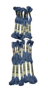 12 Skeins DMC Cotton Embroidery Floss Med Antique Blue 931 France 8.7y Each NEW - Picture 1 of 5
