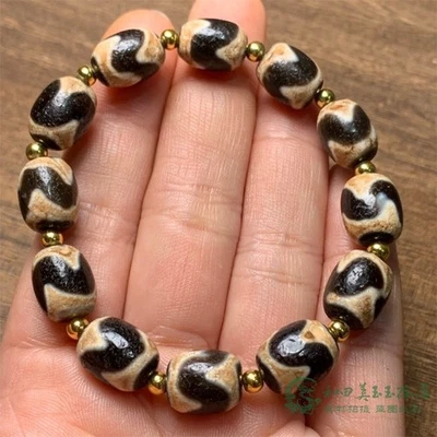 Pulsera de cuentas budistas pátina tibetana Tianzhu ágata jade médula masculina y femenina Foto 1 de 4