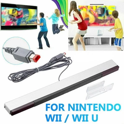 Wired Infrared IR Ray Motion Sensor Bar Stand Fit For Nintendo Wii Wii U Console - Image 1 of 4