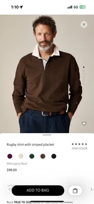 J. Camisa de rugby Crew con tapeta a rayas talla mediana Foto 1 de 2